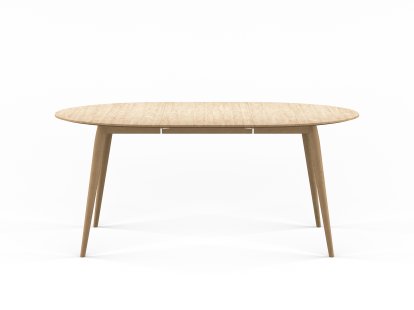 PLAYdinner Round Tisch, Eiche weiß geölt, Mit einer Einlegeplatte (L 120-170 cm), Eiche weiß geölt