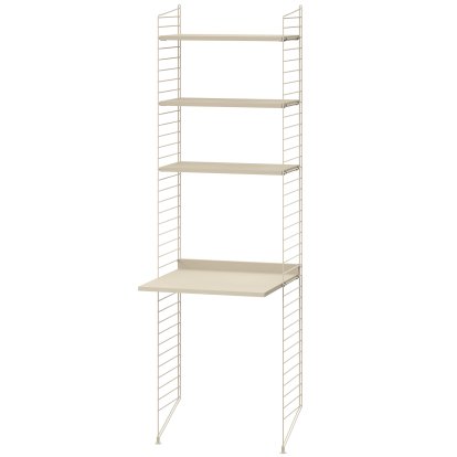 Bodenregal mit Schreibtisch, Beige lackiert