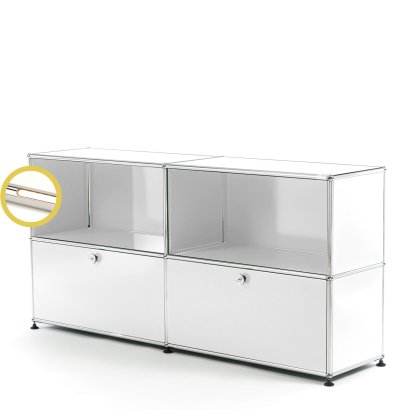 USM Haller E Sideboard L mit Fachbeleuchtung, Reinweiß RAL 9010, Warmweiß