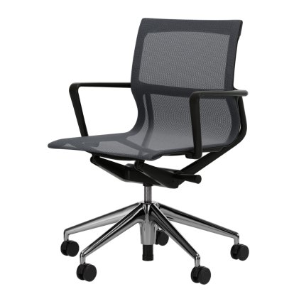 Physix, TrioKnit kieselgrau, Deep black / Aluminium, poliert , Hart für Teppichboden