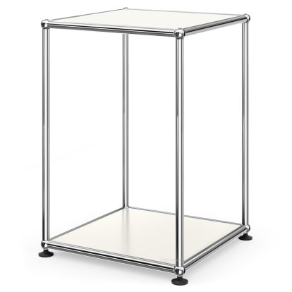 USM Haller Beistelltisch 35 hoch, Oben und unten Metall, Reinweiß RAL 9010