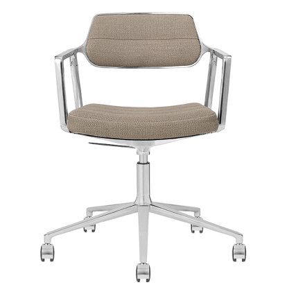 Swivel 453+ Drehstuhl, Poliert, Rollfuß, Woll-Leinen-Mix dark sand