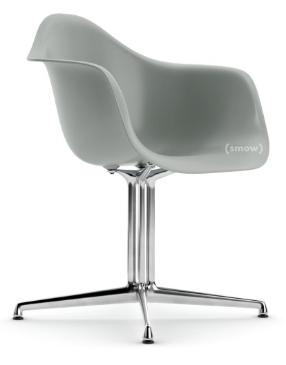 Eames Plastic Armchair RE DAL, Hellgrau, Ohne Polsterung, Ohne Polsterung, Aluminium poliert, Neue Sitzhöhe (43,0 cm)
