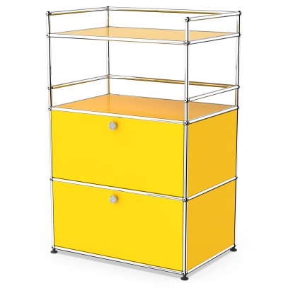 USM Haller Bar Highboard, Goldgelb RAL 1004, Mit 2 Klappen