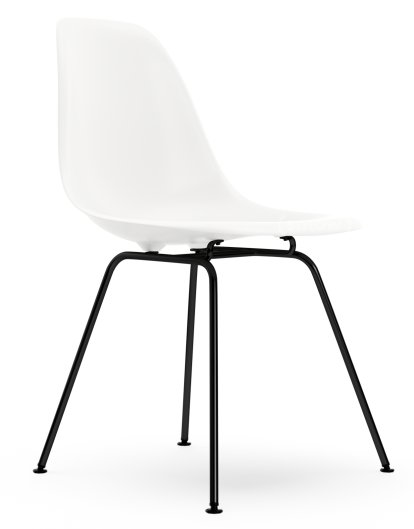 Eames Plastic Side Chair RE DSX, Weiß non-RE, Ohne Polsterung, Ohne Polsterung, Standardhöhe - 43 cm, Beschichtet basic dark