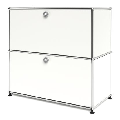 USM Haller Sideboard M, individualisierbar, Reinweiß RAL 9010, Mit Klappe, Mit Auszug