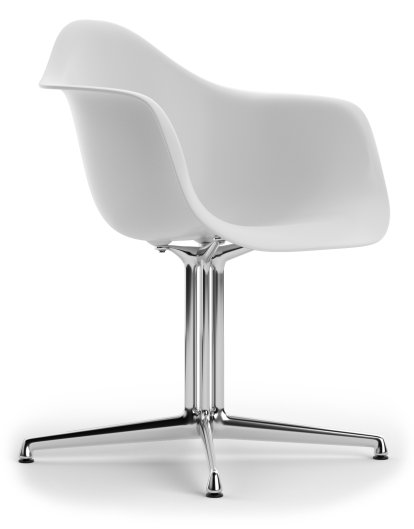 Eames Plastic Armchair RE DAL, Cotton white, Ohne Polsterung, Ohne Polsterung, Aluminium poliert, Neue Sitzhöhe (43,0 cm)