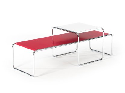 Laccio Couchtisch Set, Laminat weiß, Laminat rot