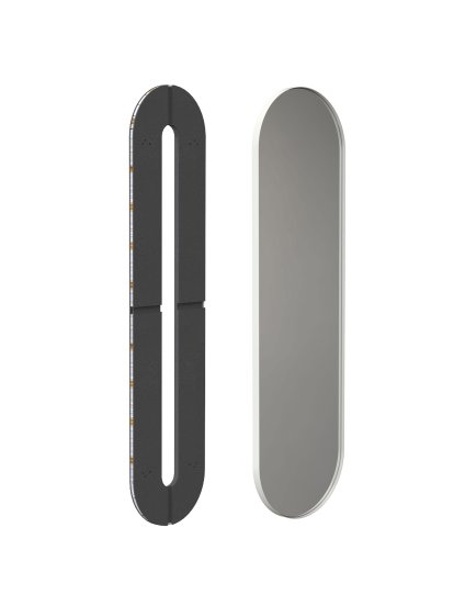 Unu Spiegel mit LED Beleuchtung oval (Set), H 140 x B 40 cm, Weiß matt