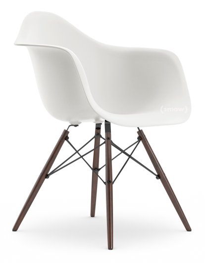 Eames Plastic Armchair RE DAW, Weiß non-RE, Ohne Polsterung, Ohne Polsterung, Standardhöhe - 43 cm, Ahorn dunkel