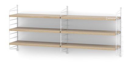 String System Wandregal M, 20 cm, Weiß, Eichefurnier