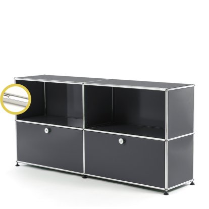 USM Haller E Sideboard L mit Fachbeleuchtung, Anthrazitgrau RAL 7016, Kaltweiß