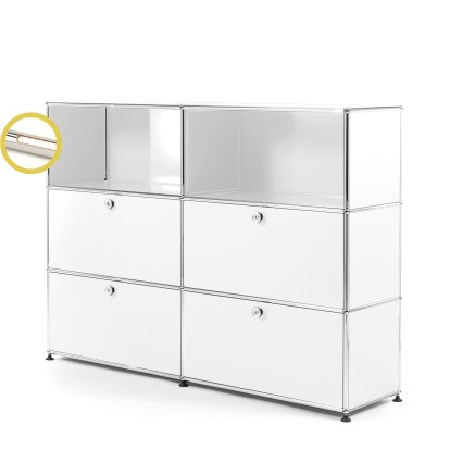 USM Haller E Highboard L mit Fachbeleuchtung, Reinweiß RAL 9010, Warmweiß