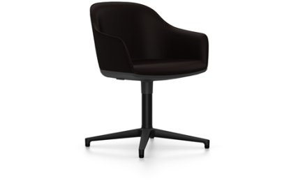 Softshell Chair auf Viersternfuß, Aluminium pulverbeschichtet basic dark, Plano, Braun, Gleiter für Teppichboden