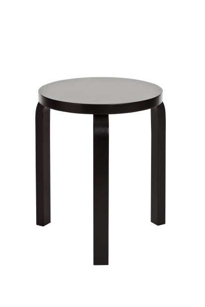 Stool 60, Sitz und Beine schwarz lackiert