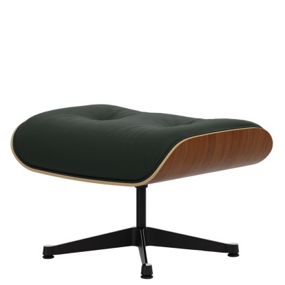 Eames Lounge Chair Ottoman, Nussbaum natur, Leder Premium F jade, Aluminium poliert, Seiten schwarz