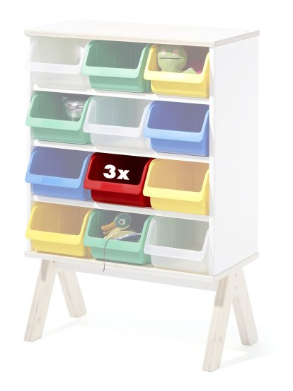 3er Set Kunststoffboxen für Famille Garage (klein), rot