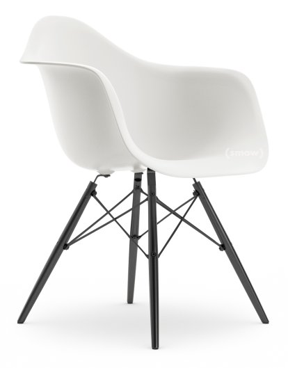 Eames Plastic Armchair RE DAW, Weiß non-RE, Ohne Polsterung, Ohne Polsterung, Standardhöhe - 43 cm, Ahorn schwarz