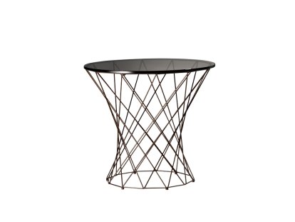 Oota Couchtisch, H 47 x ø 52 cm, Glas schwarz getönt, Matt-pulverbeschichtet bronzefarben