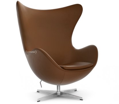 Egg Chair, Leder Essential, Walnut, Satingebürstetes Aluminium, Ohne Fußhocker