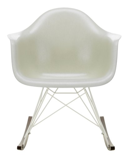 Eames Fiberglass Armchair RAR, Eames parchment, Weiß, Ahorn dunkel
