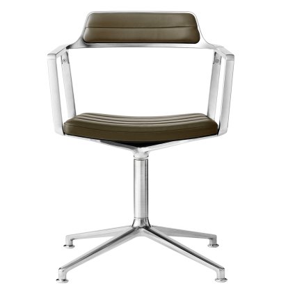 Swivel 452 Drehstuhl, Poliert, Standfuß, Leder bosco grün