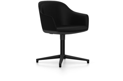Softshell Chair auf Viersternfuß, Aluminium pulverbeschichtet basic dark, Plano, Nero, Filzgleiter für harte Böden