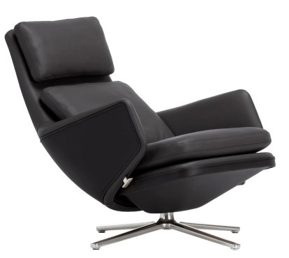 Grand Relax Loungesessel, Ohne Ottoman, Leder Premium F, nero, Poliert, 41,5 cm