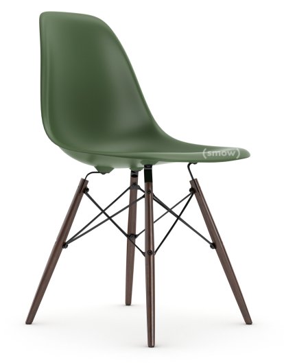 Eames Plastic Side Chair RE DSW, Forest, Ohne Polsterung, Ohne Polsterung, Standardhöhe - 43 cm, Ahorn dunkel