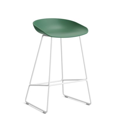 About A Stool AAS 38 Barhocker, Küchenvariante: Sitzhöhe 64 cm, Stahl pulverbeschichtet weiß, Teal green 2.0