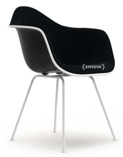 Eames Plastic Armchair RE DAX, Tiefschwarz, Mit Vollpolsterung, Nero, Standardhöhe - 43 cm, Beschichtet weiß