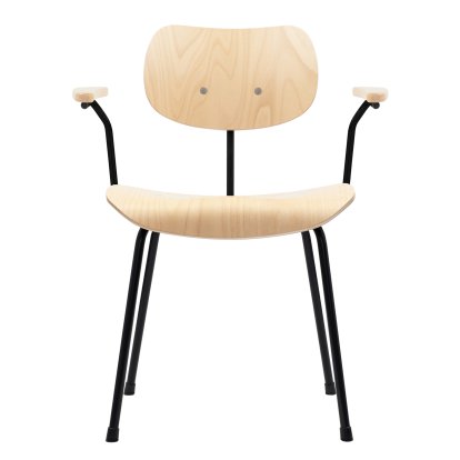 SE 68 Stuhl, nicht stapelbar, ohne Polster, Mattschwarz gepulvert, mit Armlehnen, Buche, natur