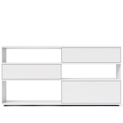 Flow Q Highboard, 200 cm, 101,7 cm (2 Schubladen und 1 Klappe), Weiß
