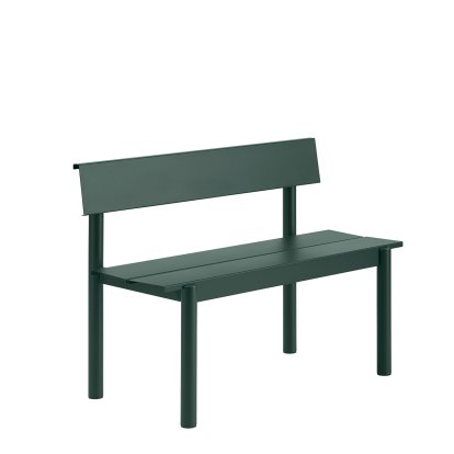 Linear Steel Bank mit Rückenlehne, L 110 x B 50,9 cm, Dark green