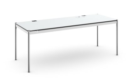 USM Haller Tisch Plus, 200 x 75 cm, 02-Kunstharz perlgrau, Klappe rechts