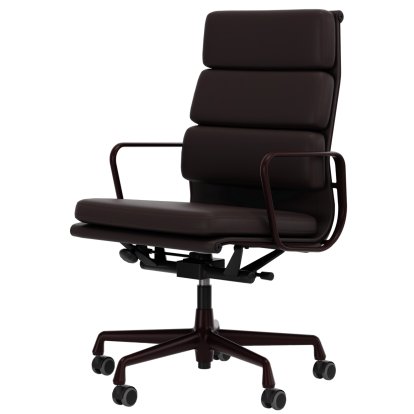 Soft Pad Chair EA 219, Aluminium pulverbeschichtet dunkel-bordeaux, Leder Standard Pflaume, Plano braun, Weich für harte Böden