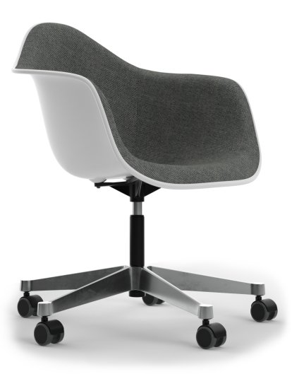 Eames Plastic Armchair RE PACC, Cotton white, Mit Vollpolsterung, Nero / elfenbein