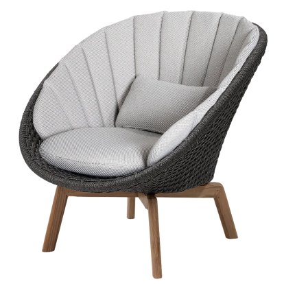 Peacock Loungesessel, Medium flat soft Rope - Dark grey / Teak, Focus - Light grey
