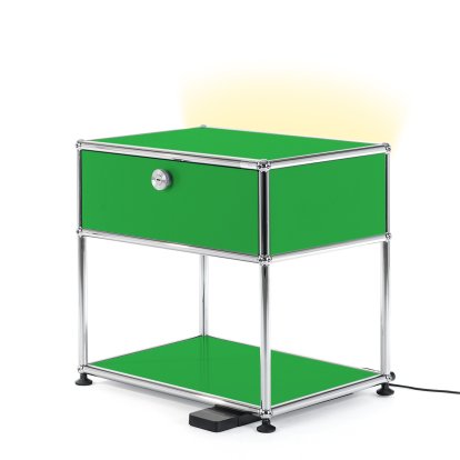 USM Haller E Nachttisch mit dimmbarem Licht, USM grün