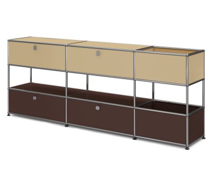 USM Haller Kinder Sideboard L mit Aufbewahrungsboxen, Zweifarbig, USM beige - 	USM braun, Mit Klappe