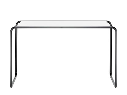 S 285/0 Schreibtisch, Esche offenporig decklackiert reinweiß, Schwarz, ohne Gleiter