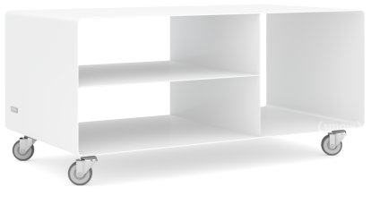 HiFi Lowboard R 104, Signalweiß (RAL 9003), Industrierollen