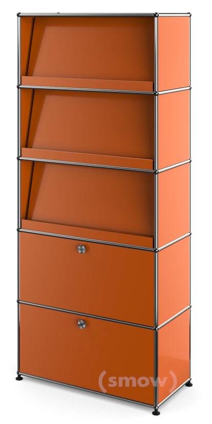 USM Haller Aktenregal mit 3 Schrägtablaren, Reinorange RAL 2004