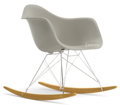 Eames Plastic Armchair RE RAR, Kieselstein, Verchromt, Ahorn gelblich