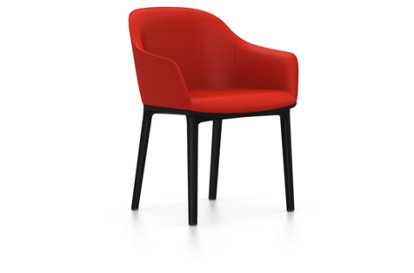 Softshell Chair auf Vierbeinfuß, Basic dark, Plano, Poppy red, Gleiter für Teppichboden