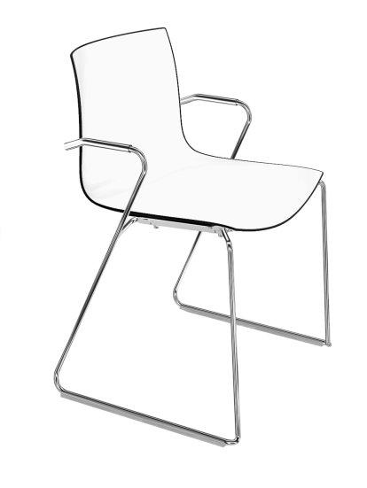 Catifa 46 Sledge, Chrom, Zweifarbig, Rücken schwarz, Sitz weiß, Mit Armlehnen