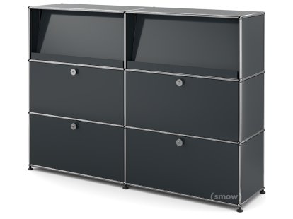 USM Haller Highboard L mit Schrägtablaren, Anthrazitgrau RAL 7016