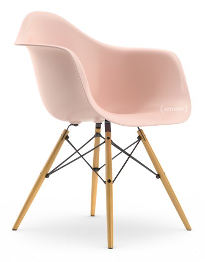Eames Plastic Armchair RE DAW, Zartrosé, Ohne Polsterung, Ohne Polsterung, Standardhöhe - 43 cm, Esche honigfarben