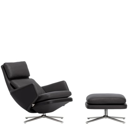 Grand Relax Loungesessel, Mit Ottoman, Leder Premium F, nero, Poliert, 41,5 cm