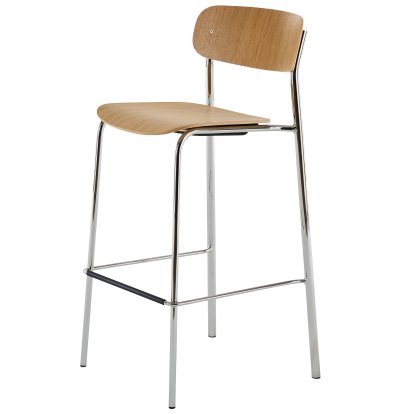 S 243 H Barhocker, Chrom, Eiche klar lackiert